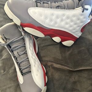Big Kids Air Jordan 13 Wolf Grey White True Red